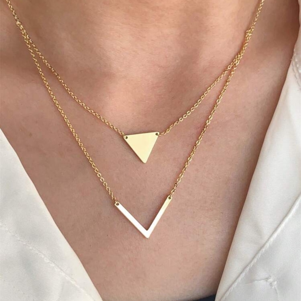New Layered Triangle Necklace